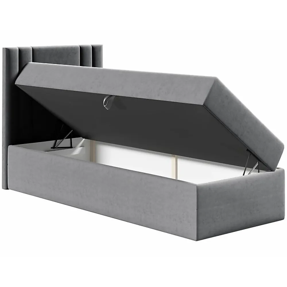 Lit continental Baltimore 179, Unique, Blanc, Faux cuir, Disponible>Mobilier1 Outlet