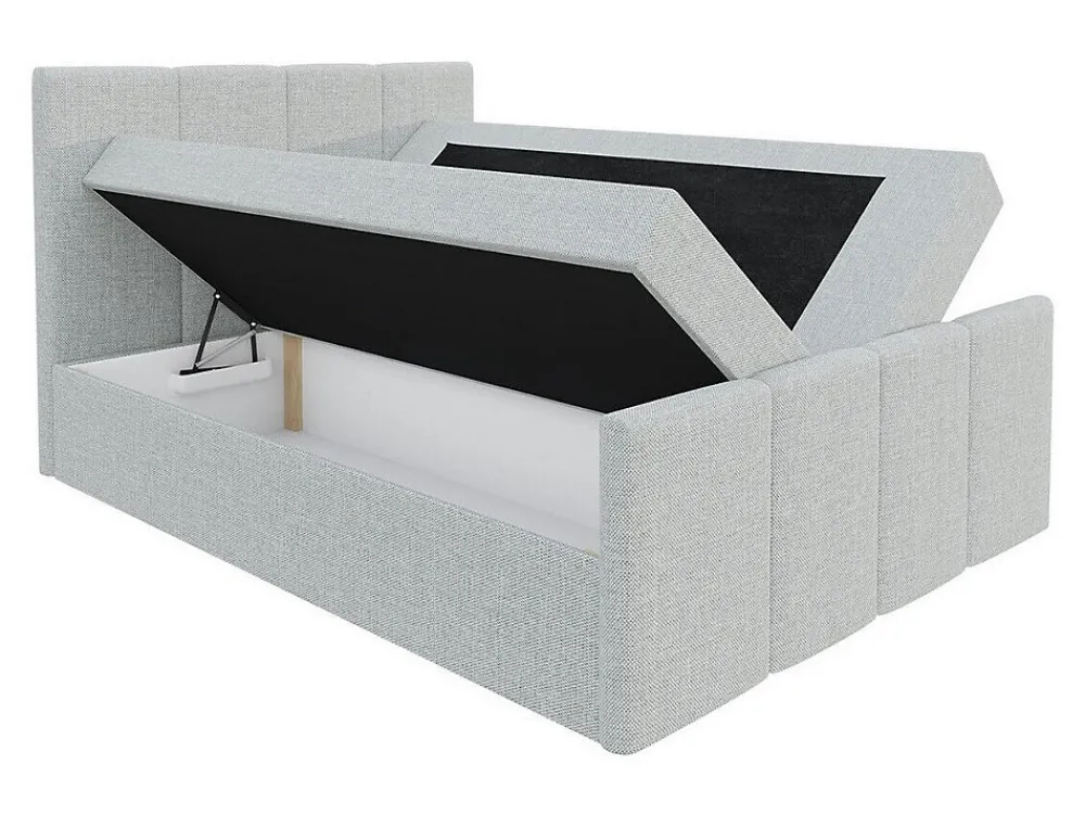 Lit continental Baltimore 154, Double, Brun clair, Tissu, Disponible>Mobilier1