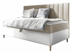 Lit continental Baltimore 165, Unique, Brun clair, Faux cuir>Mobilier1 Best