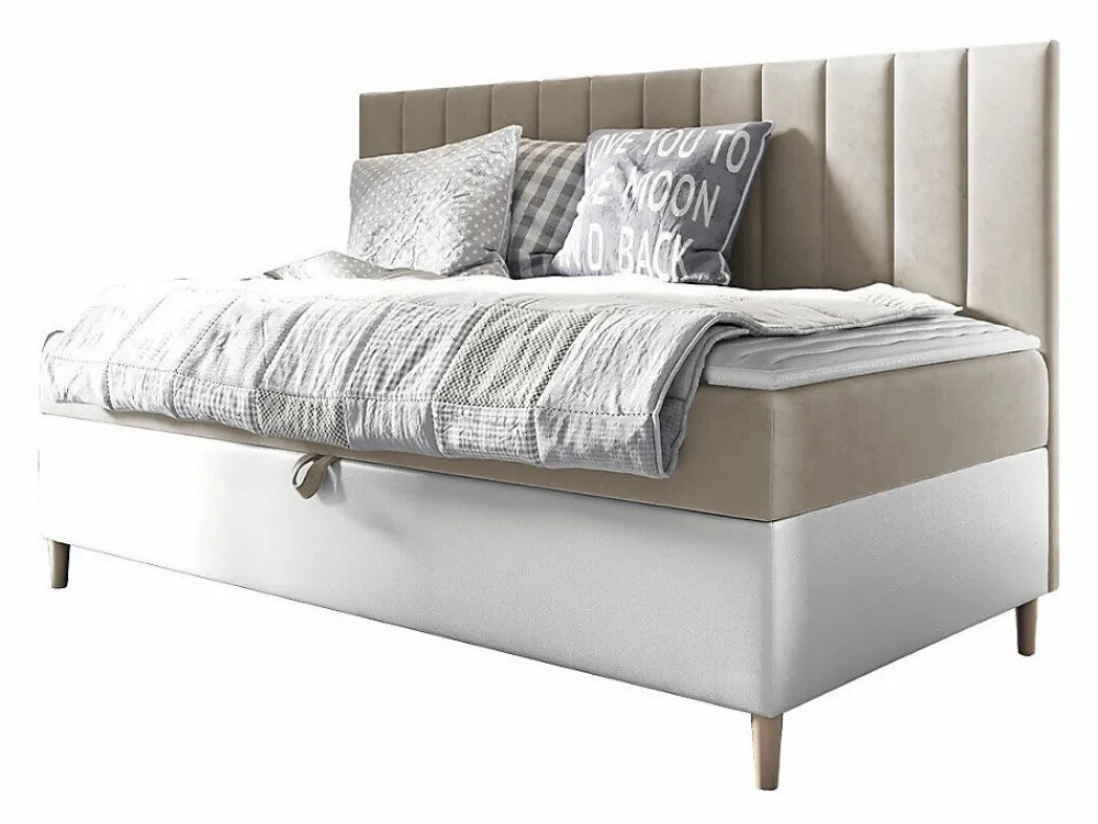 Lit continental Baltimore 165, Unique, Brun clair, Faux cuir>Mobilier1 Best
