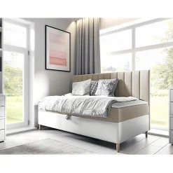 Lit continental Baltimore 165, Unique, Brun clair, Faux cuir>Mobilier1 Best