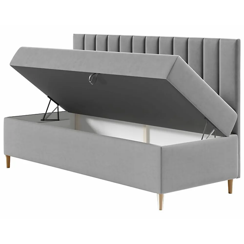 Lit continental Baltimore 165, Unique, Brun clair, Faux cuir>Mobilier1 Best