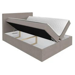 Mobilier1 Lit continental Baltimore 163, Double, Gris, Tissu, Disponible* Ensemble Sommier Et Matelas