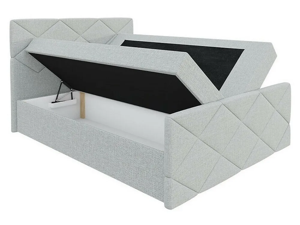 Mobilier1 Lit continental Baltimore 155, Double, Gris, Tissu, Disponible* Ensemble Sommier Et Matelas