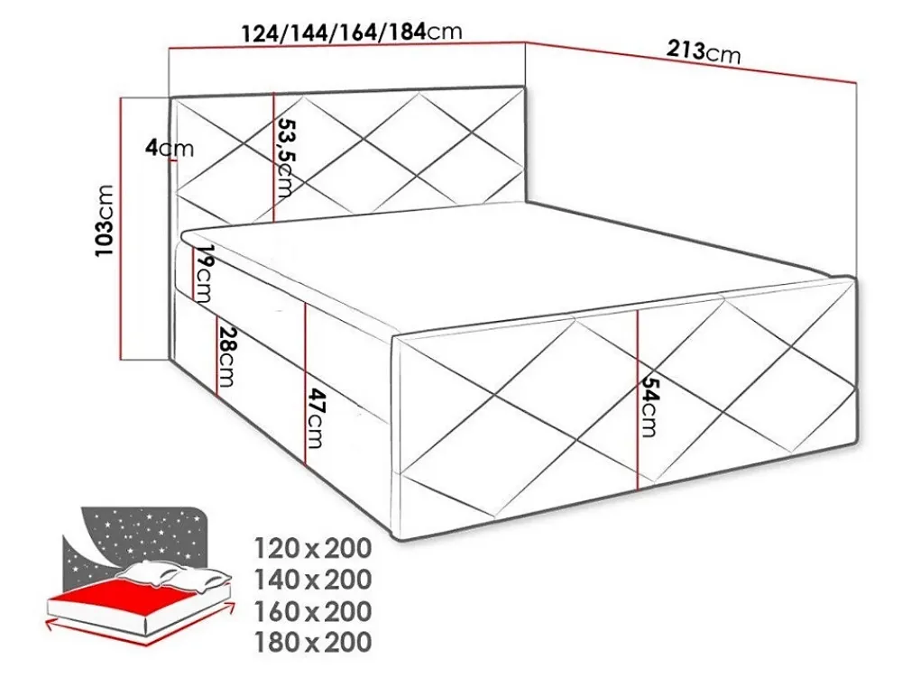 Mobilier1 Lit continental Baltimore 155, Double, Gris, Tissu, Disponible* Ensemble Sommier Et Matelas