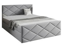 Mobilier1 Lit continental Baltimore 155, Double, Gris, Tissu, Disponible* Ensemble Sommier Et Matelas