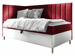 Mobilier1 Lit continental Baltimore 164, Unique, Rouge, Faux cuir, Disponible* Ensemble Sommier Et Matelas