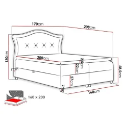 Lit continental Baltimore 135, Double, Bleu, Tissu, Disponible><noscript><img width=