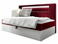 Lit continental Baltimore 168, Unique, Rouge, Faux cuir, Disponible>Mobilier1 Discount