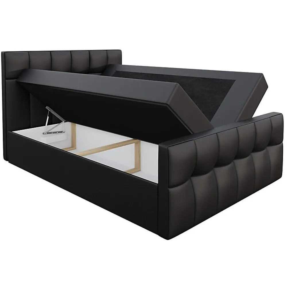 Mobilier1 Lit continental Baltimore 138, Double, Marron, Faux cuir, Disponible* Ensemble Sommier Et Matelas