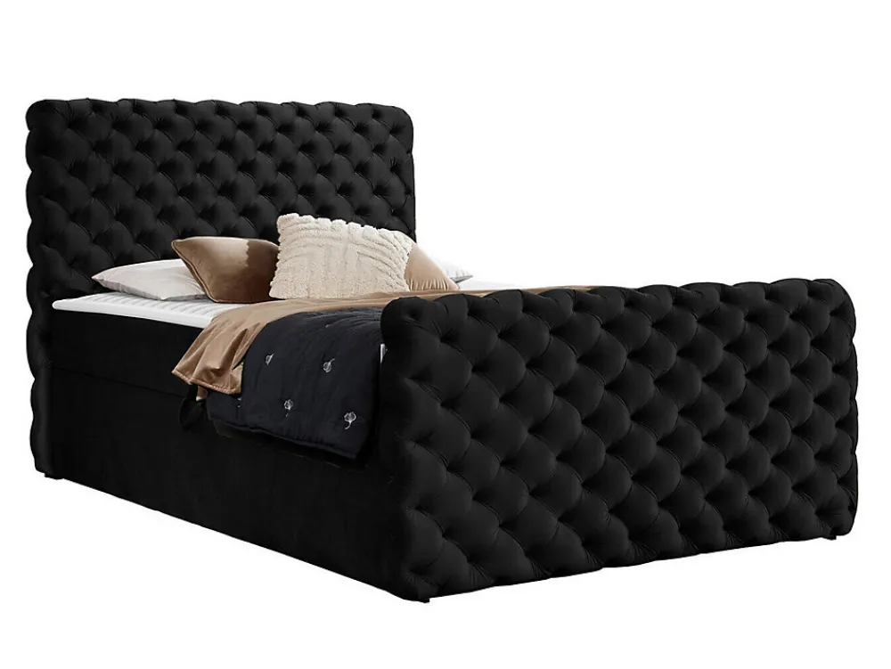 Lit continental Baltimore 186, Double, Noir, Tissu, Disponible>Mobilier1 Hot