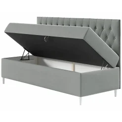 Mobilier1 Lit continental Baltimore 166, Unique, Bleu, Faux cuir, Disponible* Ensemble Sommier Et Matelas