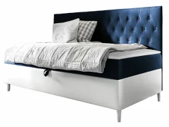 Mobilier1 Lit continental Baltimore 166, Unique, Bleu, Faux cuir, Disponible* Ensemble Sommier Et Matelas
