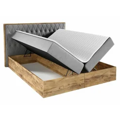 Mobilier1 Lit continental Baltimore 190, Double, Noir, Tissu, Disponible* Ensemble Sommier Et Matelas