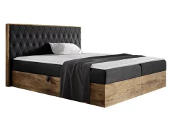 Mobilier1 Lit continental Baltimore 190, Double, Noir, Tissu, Disponible* Ensemble Sommier Et Matelas
