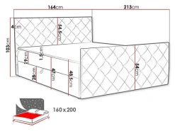Mobilier1 Lit continental Baltimore 158, Double, Gris, Tissu, Disponible* Ensemble Sommier Et Matelas