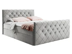 Mobilier1 Lit continental Baltimore 158, Double, Gris, Tissu, Disponible* Ensemble Sommier Et Matelas