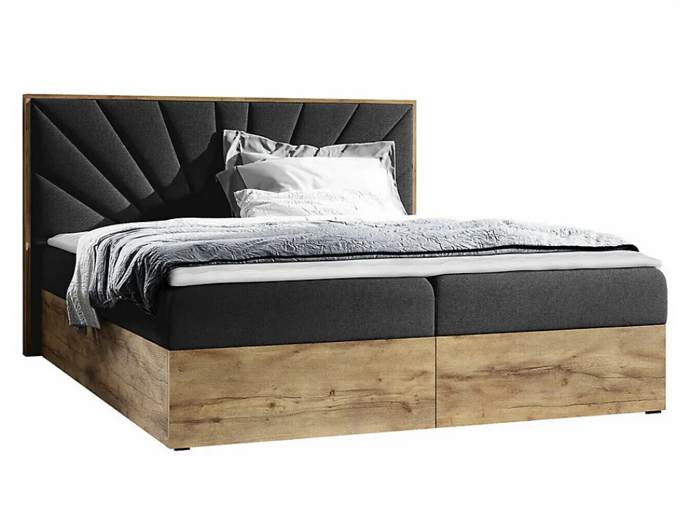 Lit continental Baltimore 191, Double, Noir, Tissu, Disponible>Mobilier1 Best