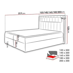 Mobilier1 Lit continental Baltimore 131, Double, Gris, Faux cuir, Disponible* Ensemble Sommier Et Matelas
