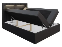 Mobilier1 Lit continental Baltimore 131, Double, Gris, Faux cuir, Disponible* Ensemble Sommier Et Matelas