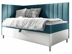 Mobilier1 Lit continental Baltimore 164, Unique, Turquoise, Faux cuir* Ensemble Sommier Et Matelas