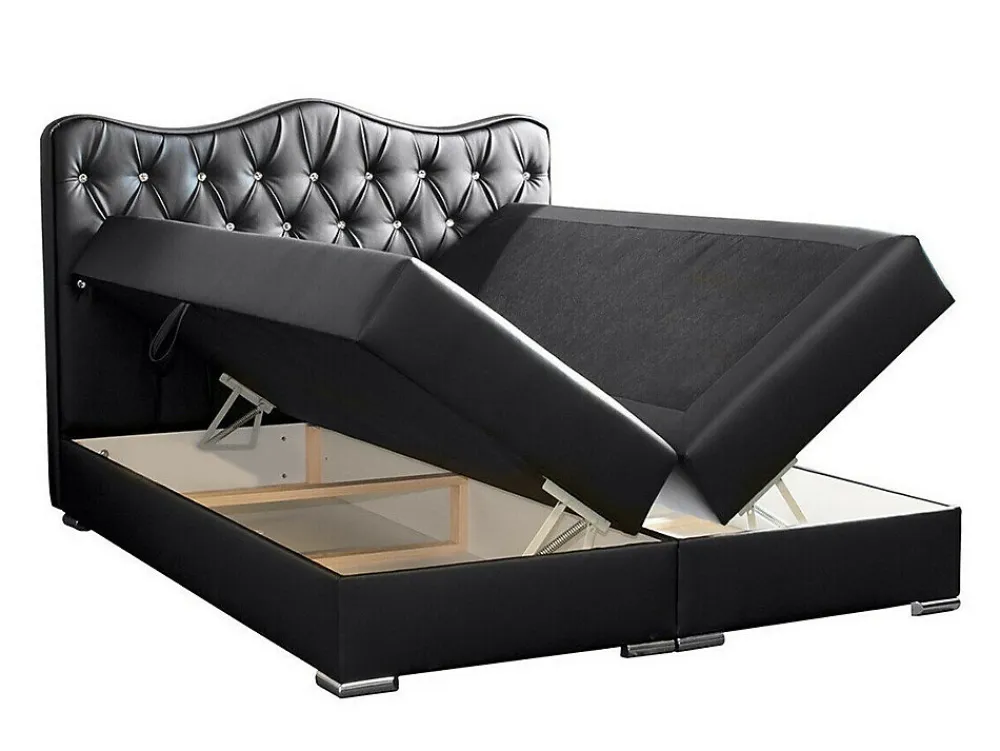 Lit continental Baltimore 162, Double, Gris, Faux cuir, Disponible>Mobilier1 Discount