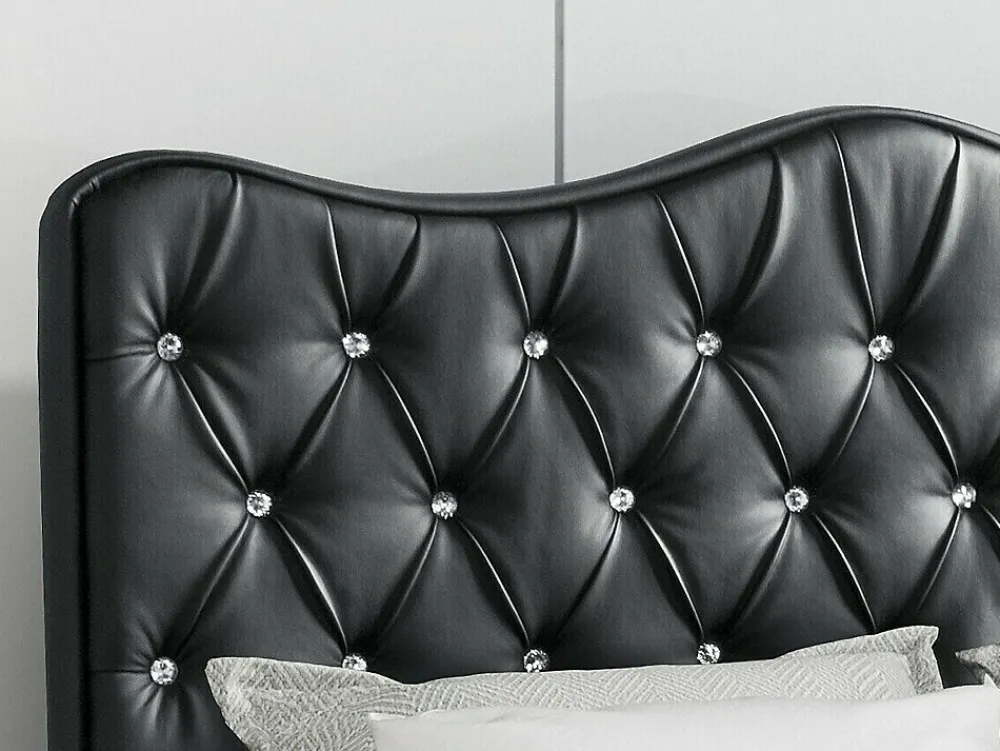 Lit continental Baltimore 162, Double, Gris, Faux cuir, Disponible>Mobilier1 Discount