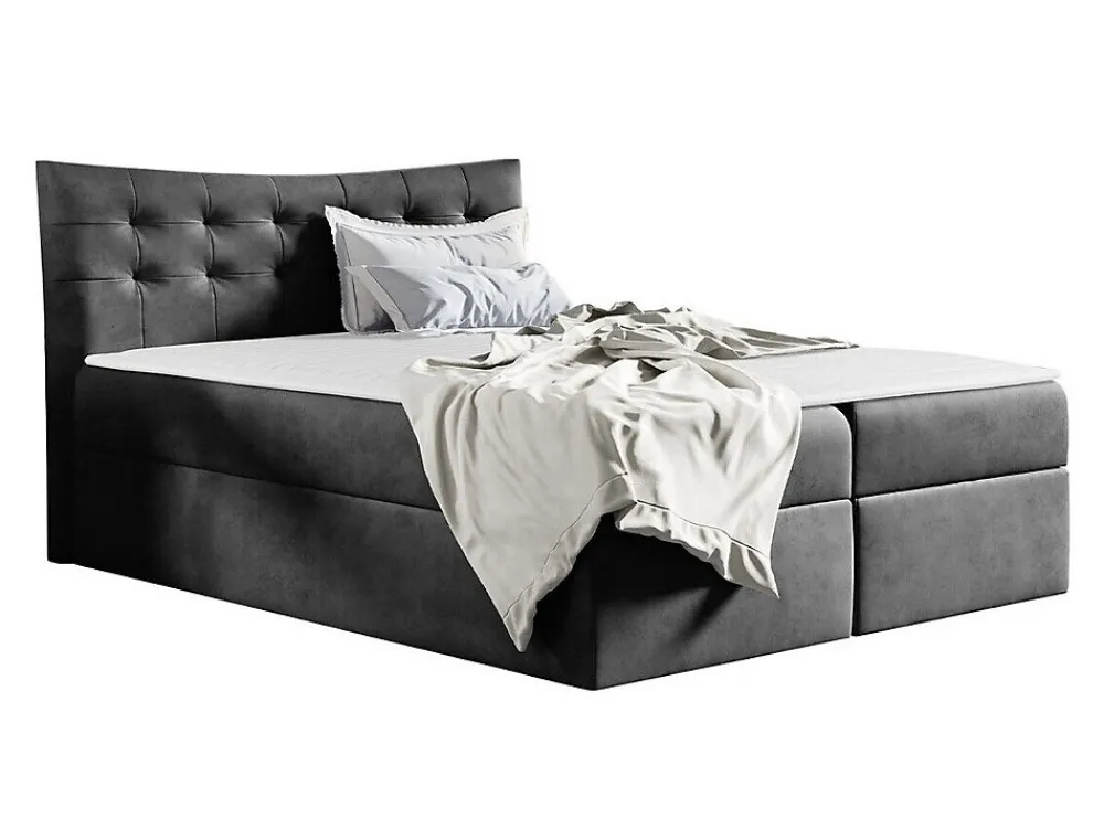 Lit continental Baltimore 157, Double, Gris, Tissu, Disponible>Mobilier1 Clearance