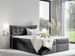 Lit continental Baltimore 157, Double, Gris, Tissu, Disponible>Mobilier1 Clearance