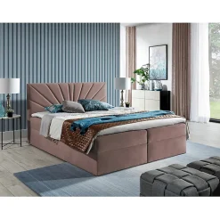 Lit continental Baltimore 146, Double, Rose, Tissu, Disponible>Mobilier1 Clearance