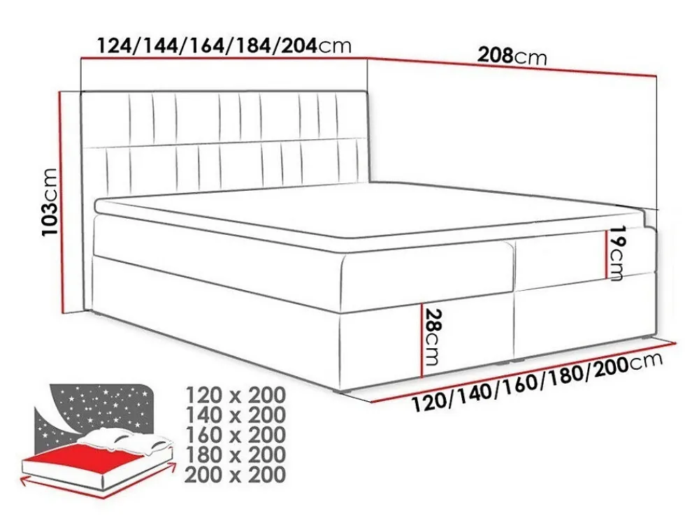 Lit continental Baltimore 146, Double, Rose, Tissu, Disponible>Mobilier1 Clearance