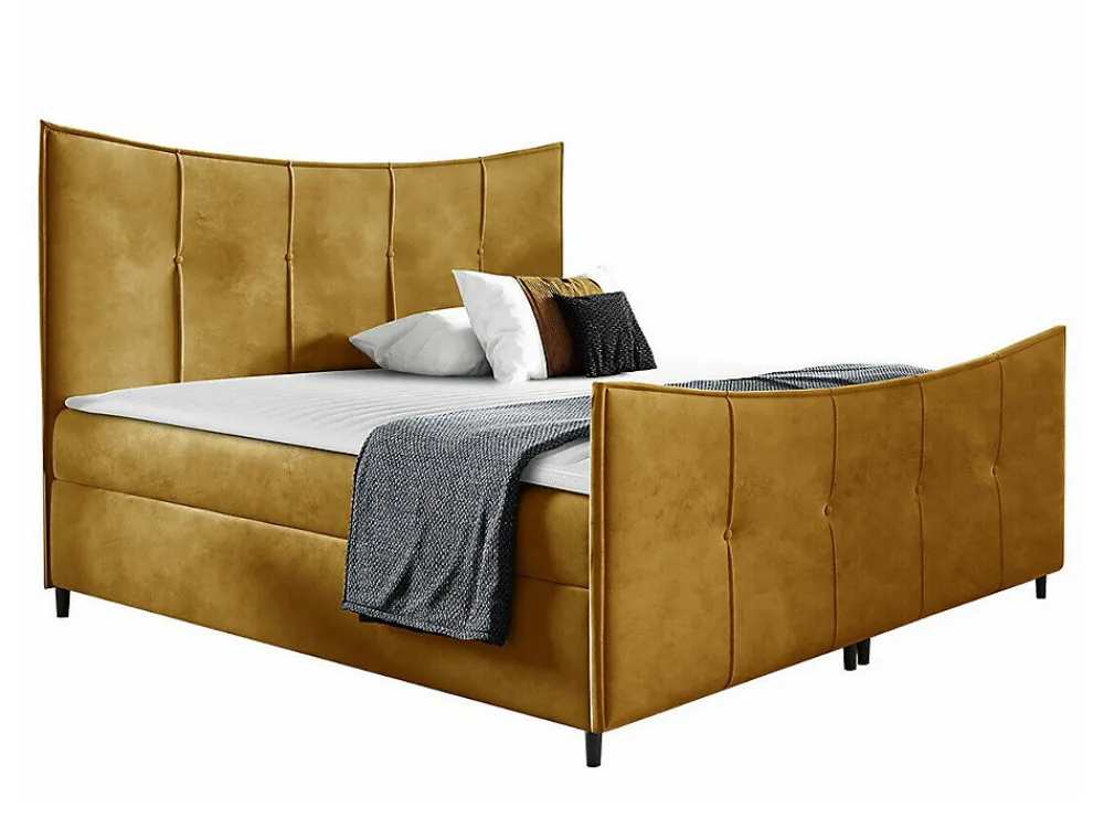 Lit continental Baltimore 177, Double, Jaune, Tissu, Disponible>Mobilier1 Best