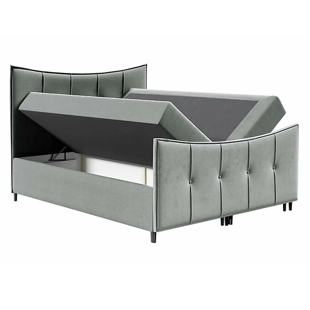 Lit continental Baltimore 177, Double, Jaune, Tissu, Disponible>Mobilier1 Best