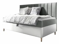 Mobilier1 Lit continental Baltimore 165, Unique, Gris, Faux cuir, Disponible* Ensemble Sommier Et Matelas