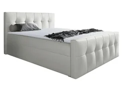 Lit continental Baltimore 138, Double, Blanc, Faux cuir, Disponible>Mobilier1