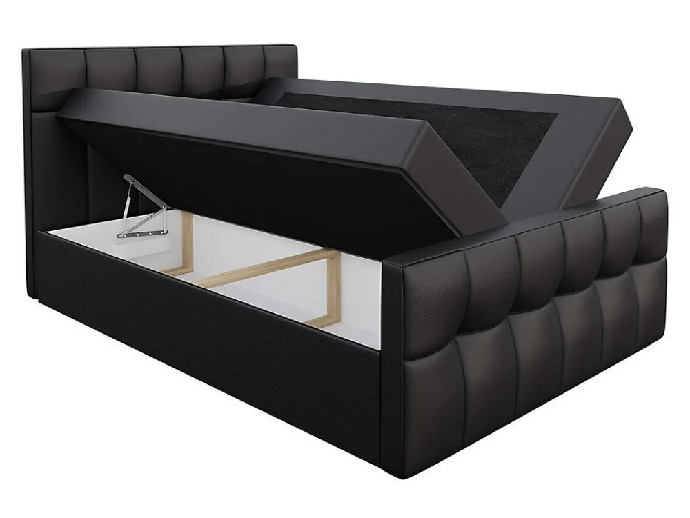 Lit continental Baltimore 138, Double, Blanc, Faux cuir, Disponible>Mobilier1