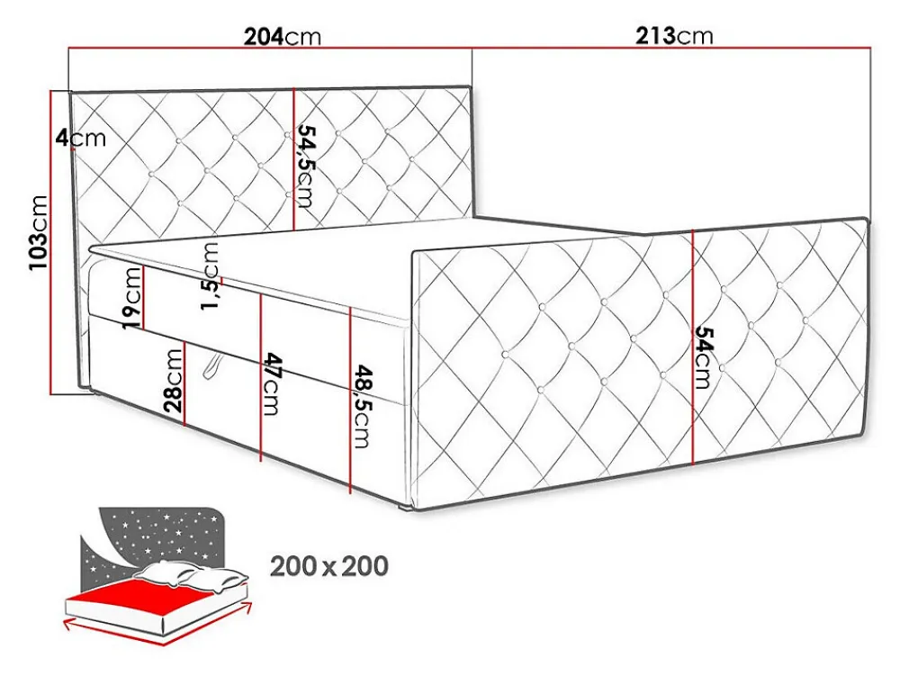 Lit continental Baltimore 158, Double, Rose, Tissu, Disponible>Mobilier1 New