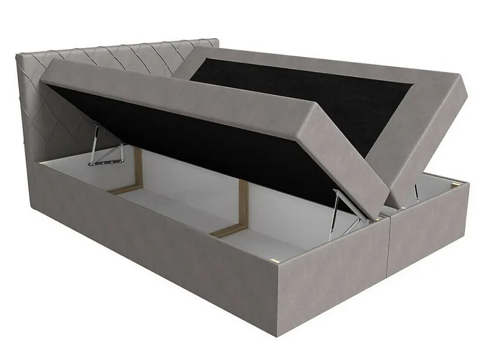 Mobilier1 Lit continental Baltimore 127, Unique, Vert, Tissu, Disponible* Ensemble Sommier Et Matelas