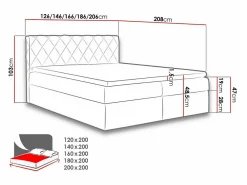 Mobilier1 Lit continental Baltimore 127, Unique, Vert, Tissu, Disponible* Ensemble Sommier Et Matelas