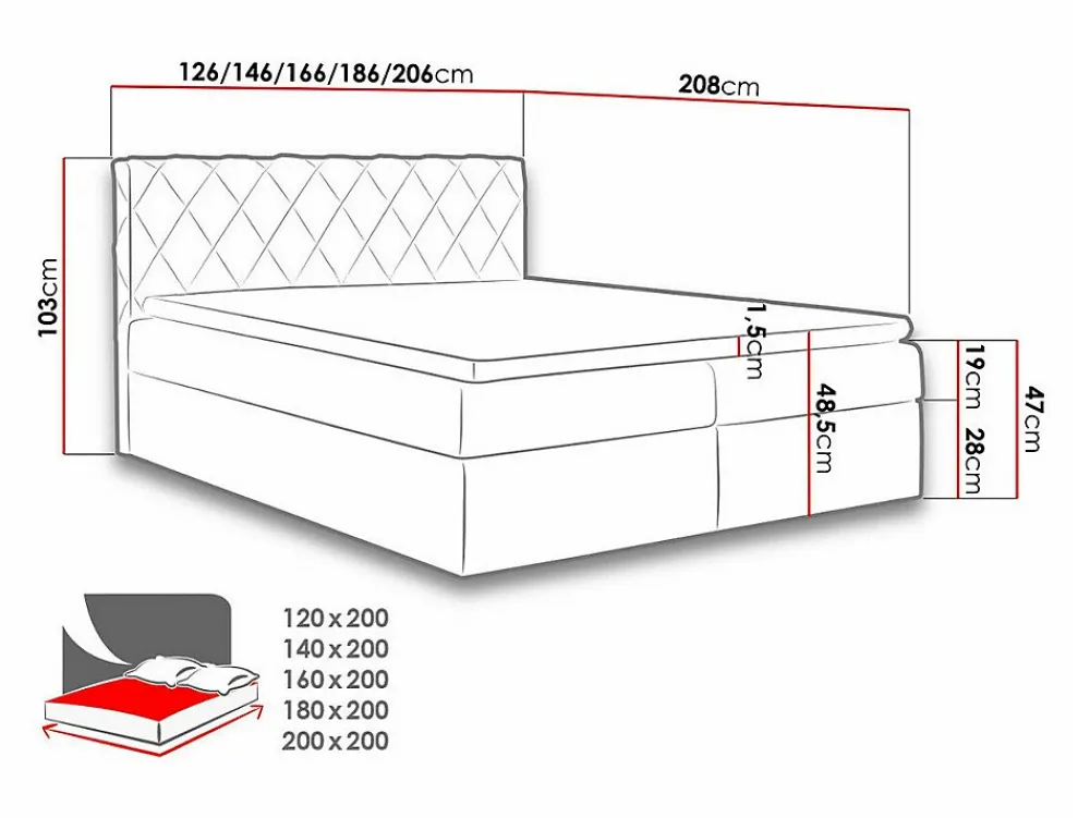 Mobilier1 Lit continental Baltimore 127, Unique, Vert, Tissu, Disponible* Ensemble Sommier Et Matelas