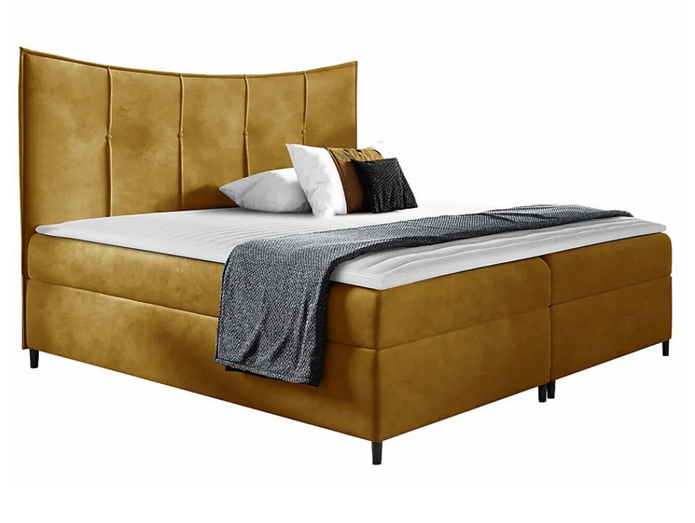 Lit continental Baltimore 178, Unique, Jaune, Tissu, Disponible>Mobilier1 Hot