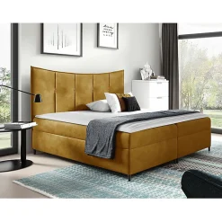 Lit continental Baltimore 178, Unique, Jaune, Tissu, Disponible>Mobilier1 Hot