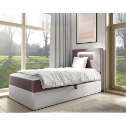Mobilier1 Lit continental Baltimore 169, Unique, Pourpre, Faux cuir, Disponible* Ensemble Sommier Et Matelas