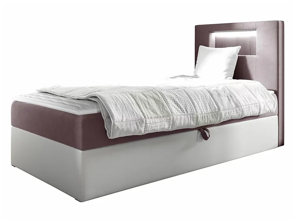 Mobilier1 Lit continental Baltimore 169, Unique, Pourpre, Faux cuir, Disponible* Ensemble Sommier Et Matelas