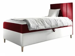 Lit continental Baltimore 170, Unique, Rouge, Faux cuir, Disponible>Mobilier1 Clearance