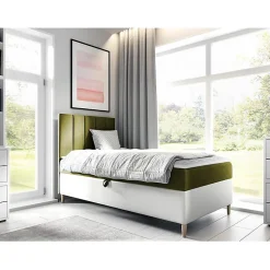 Lit continental Baltimore 170, Unique, Vert, Faux cuir, Disponible>Mobilier1 Outlet
