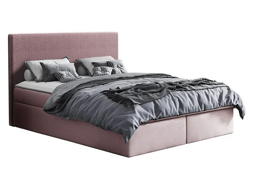 Lit continental Baltimore 126, Double, Rose, Tissu, Disponible>Mobilier1 Discount