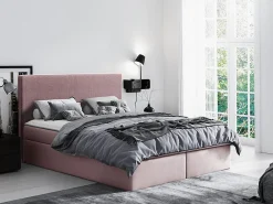 Lit continental Baltimore 126, Double, Rose, Tissu, Disponible>Mobilier1 Discount