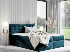 Lit continental Baltimore 157, Double, Turquoise, Tissu, Disponible>Mobilier1 Online