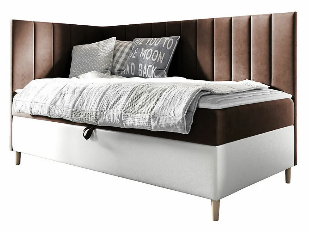 Lit continental Baltimore 164, Unique, Marron, Faux cuir, Disponible>Mobilier1 Online